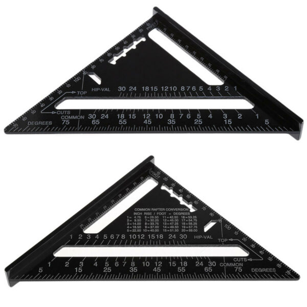 7 Inch Aluminum Triangle Ruler Speed Square Rafter Angle Miter Protractor Measuring