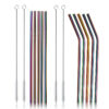 7PCS Premium Stainless Steel Metal Drinking Straw Reusable Straws Set With Cleaner Brushes