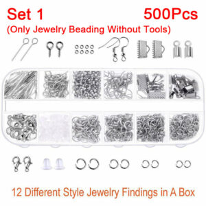 DIY Jewelry Making Supplies Kit Jewelry Repair Tools bag Kit with Pliers Silver Beads Jewelry Making Accessories DIY Craft