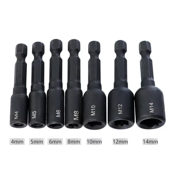 Drillpro 7Pcs M4-M14 Screw Tap Socket Adapter 1/4 Inch Hex Shank Machine Tap Square Driver Thread Tap Adapter for Electric Drill