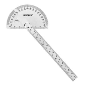 Wynns W0262A 90X150MM 180 Degree Stainless Steel Protractor Round Angle Ruler Tool