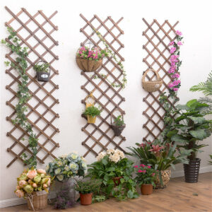 Carbonized Antiseptic Wooden Fence Plant Climb Trellis Support Decorations Garden